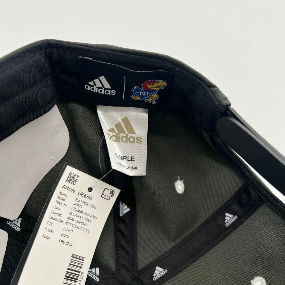 Adidas Kansas Jayhawks NCAA‎ Baseball Cap Hat Flat Brim Snapback Olive Green